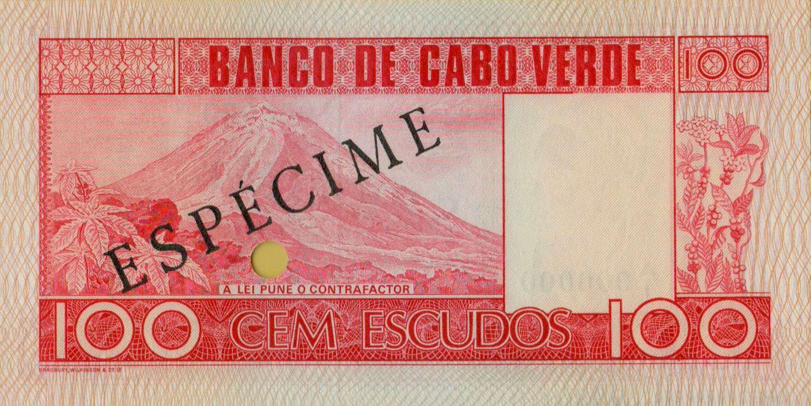 Caper Verde 100 1977 UNC P-54/s [Specimen]